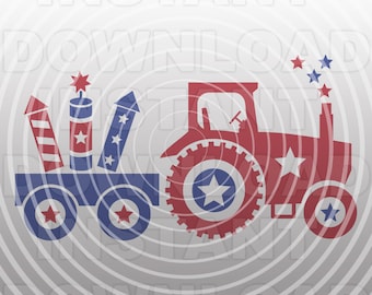 Archivo SVG del 4 de julio, Archivo SVG de tractor agrícola, Fuegos artificiales SVG, Archivo cortado-Vector Clip Art para uso comercial/personal-Cricut, Cameo, Silueta, Calcomanía