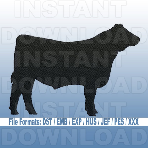 Show Steer Machine Embroidery Design - Livestock Design -  Filled Stitch -4X4 Hoop- PES File,JEF File,HUS File,dst File,exp File