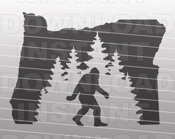 Bigfoot SVG File,Bigfoot Mountain Forest Scene SVG,Oregon Bigfoot SVG -Vector Art Commercial/Personal Use- Cricut,Silhouette,Cameo,Vinyl