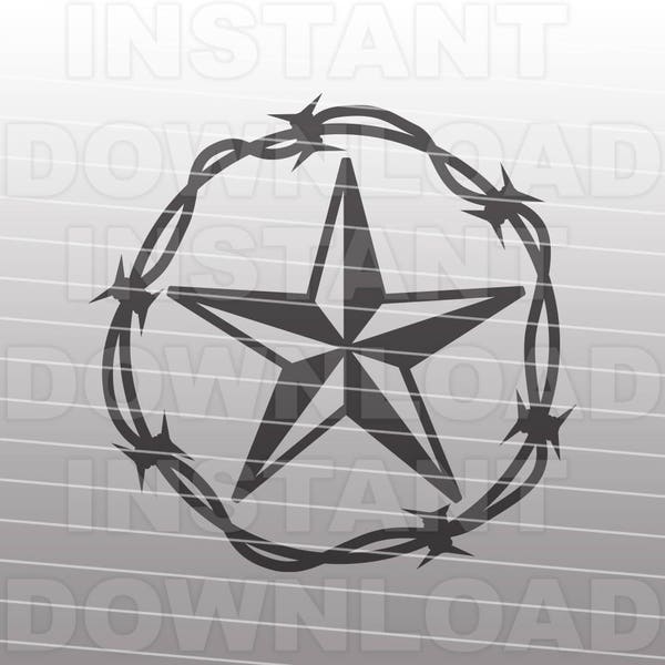 Barbed Wire Barn Star SVG File,Farm SVG File,Farmhouse SVG -Vector Clip Art for Commercial & Personal Use-Cricut,Cameo,Silhouette,Cut File