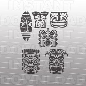 Tribal Tiki Köpfe SVG-Datei Schneidevorlage-ClipArt kommerzielle & persönliche Nutzung-Vector Art Datei Cricut,Cameo,Sizzix,Vinyl,Aufkleber,Silhouette