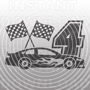 Rennauto Geburtstag SVG-Datei, Vierter Geburtstag SVG, Jungen 4. Geburtstag SVG - kommerziellen & persönlichen Gebrauch-Cricut,Silhouette,Cameo,Iron On Vinyl,htv