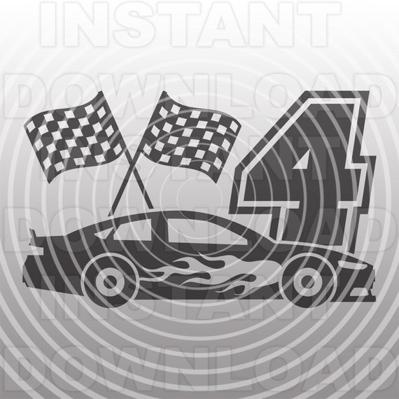Race Car Birthday SVG File,Fourth Birthday SVG,Boys 4th Birthday SVG -Commercial & Personal Use-Cricut,Silhouette,Cameo,Iron On Vinyl,htv