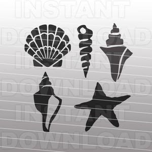 Shells SVG File Cutting Template-Beach Clip Art for Commercial & Personal Use-vector art file Cricut,SCAL,Cameo,Sizzix,Pazzles,Silhouette