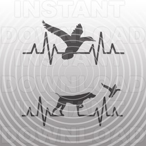 Ente Jagd Herzschlag EKG Puls SVG-Datei, Ente Jäger SVG, Vogel Hund zeigt svg-Vector Art kommerzielle/persönliche Nutzung-Cricut,Silhouette,Cameo