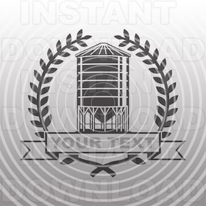 Grain Hopper Bin met lauwerkrans en Banner SVG-bestand, Feed Grain Bin SVG -Commercieel en persoonlijk gebruik - Cricut, Cameo, silhouet, vinyl SVG