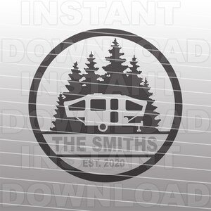 Pop-up Camper SVG-bestand, Camping Sign SVG, Familie Monogram SVG - Vector Art Commercieel & Persoonlijk Gebruik - Cricut, Silhouette Cameo, Vinyl Cut