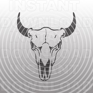 Buffalo Skull SVG File, Bison Skull SVG, Ranch svg -Vector Art Commercial/Personal Use- Cricut,Silhouette Cameo, Vinyl Decal, format svg
