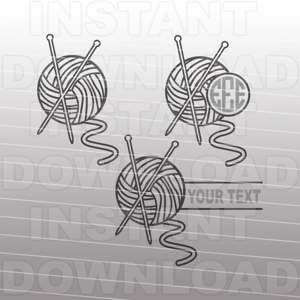 Knitting Needles SVG, Crochet Hook DXF, Yarn Ball Cut File, Crafting Vector