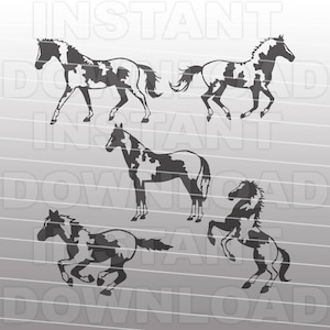 American Paint Horse SVG Bundle,Pinto Horse SVG,Western SVG -Commercial & Personal Use- Vector Art for Cricut,Silhouette Cameo,vinyl decal