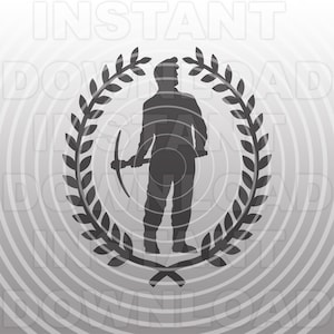 Coal Miner with Laurel Wreath SVG File,Coal Mining SVG -Vector Clipart Commercial & Personal Use- Cricut,Silhouette,Cameo,Vinyl Decal svg