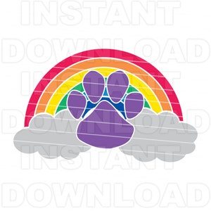 Rainbow Bridge Paw Print SVG, Pet Memorial Paw Print SVG, In Loving Memory SVG - Vector Art Persoonlijk/commercieel gebruik - Cricut, Silhouette Cameo