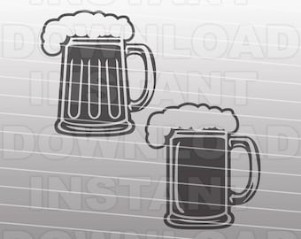 Beer Mugs Collection SVG File,Beer SVG File,Cutting Template-Vector Clip Art for Commercial & Personal Use-Cricut,Silhouette,Cameo,Vinyl