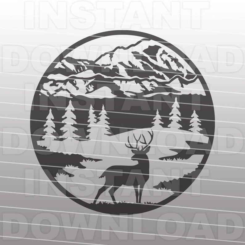 Free Free 299 Mountain Deer Scene Svg SVG PNG EPS DXF File