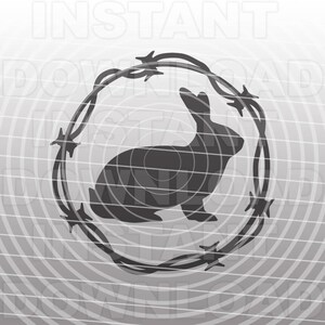Fil de fer barbelé lapin SVG fichier, bétail SVG, SVG Animal de ferme-Vector Clip Art pour usage Commercial et personnel-Cricut, camée, Silhouette, vinyle autocollant
