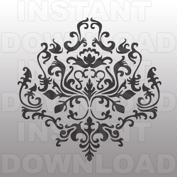 Download Damask Floral Svg File Cutting Template Vector Clip Art For Etsy