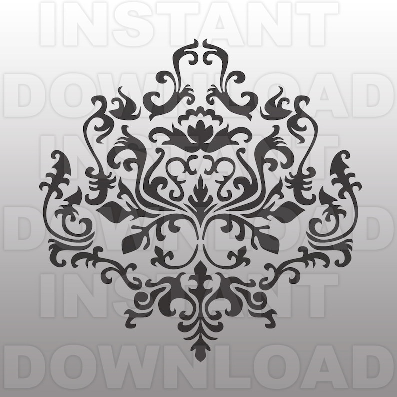 Download Damask Floral SVG File Cutting Template Vector Clip art for | Etsy