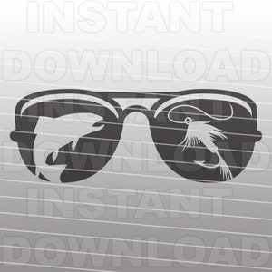 Gafas de sol de aviador con trucha SVG, pesca con mosca svg, pescador svg -Vector Clipart uso comercial/personal- Cricut,Silhouette Cameo,calcomanía de vinilo