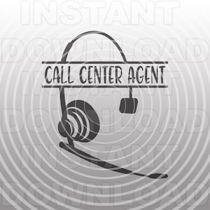 Call Center Agent mit Telefon-Headset und Mikrofon SVG-Datei, Call Center SVG-Commerzial/Persönlichen Gebrauch- Cricut,Silhouette Cameo,Vinyl svg
