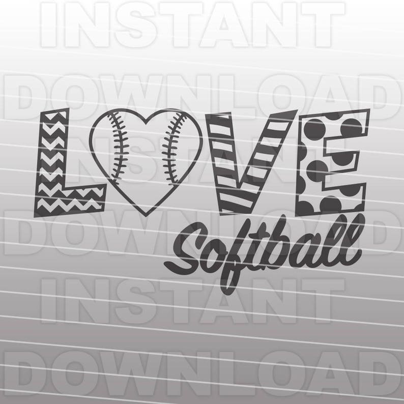 Download Love Softball SVG File Softball Heart SVG File Commercial ...