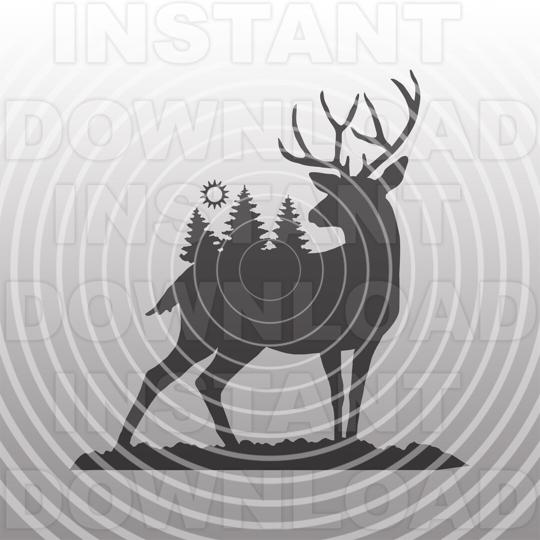 Deer SVG File,big Buck Svg,hunting Lodge Svg,deer Scene Svg -vector Art ...