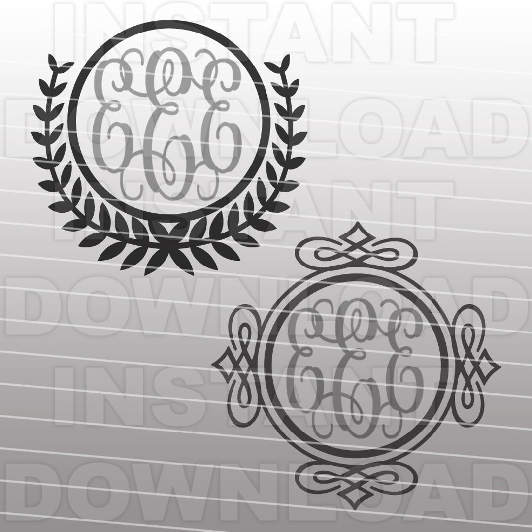 Fancy Decorative Circle Monogram Frames SVG File vector Clip Art for