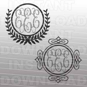 Puede incluir: Dos diseños de monogramas en blanco y negro con una corona y un marco decorativo. El monograma es "GGG".