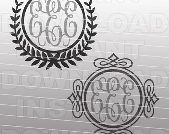Marcos de monograma de círculo decorativo elegante Archivo SVG -Vector Clip Art para uso comercial y personal- Cricut,Silhouette Cameo,Vinilo de transferencia de calor