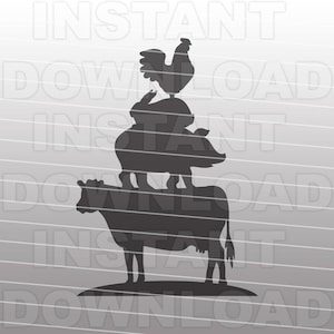 Stacked Farm Animals SVG File, Cow SVG, Pig SVG, Rabbit svg, Chicken svg-Vector Clip Art for Commercial & Personal Use-Cricut, Cameo, Silhouette