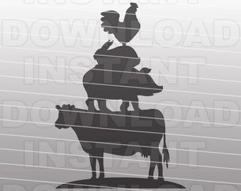Stacked Farm Animals SVG File,Cow SVG,Pig SVG,Rabbit svg,Chicken svg-Vector Clip Art for Commercial & Personal Use-Cricut,Cameo,Silhouette
