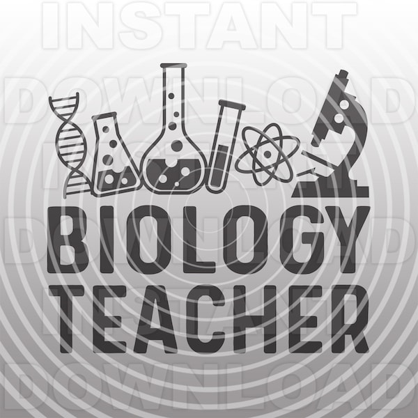 Biology Teacher with DNA Double Helix and Microscope SVG File -Vector Clipart Commercial & Personal Use- Cricut,Silhouette Cameo,vinyl svg