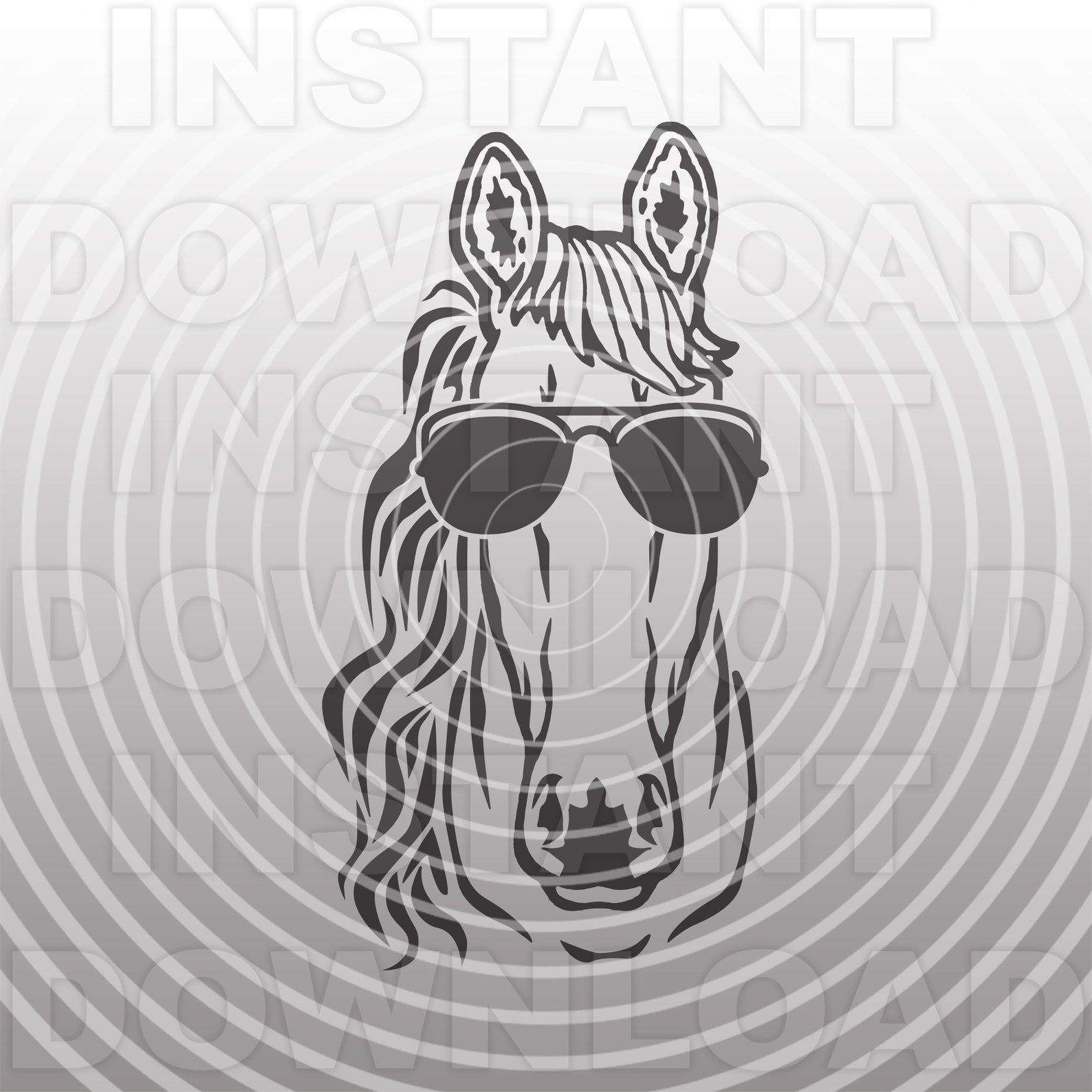 Horse Wearing Sunglasses Svghorse Head SVG vector Art Etsy