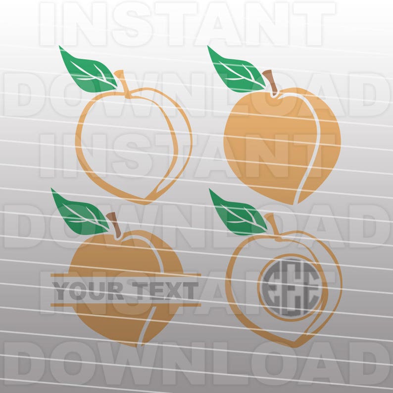 Fichier SVG pêche, fichier SVG pêches, fruits monogramme svg, svg du Sud Commercial & Personal Use Vector Art svg pour Cricut, Silhouette Cameo, htv image 1