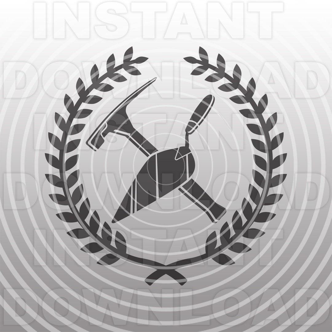 Masonry Trowel and Hammer With Laurel Wreath SVG File,bricklayer SVG