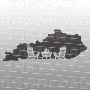 Kentucky with Adirondack Chairs and Backyard Fire Pit SVG File -Vector Art Commercial & Personal Use- Cricut,Silhouette,Cameo,Vinyl Cut