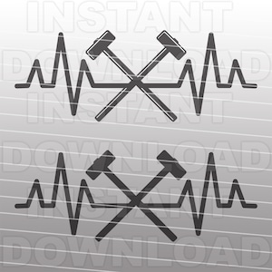 Voorhamer SVG-bestand, hartslag EKG Pulse voorhamers SVG, Ironworker SVG-commercieel en persoonlijk gebruik-Cricut, Silhouette Cameo, SVG voor vinyl