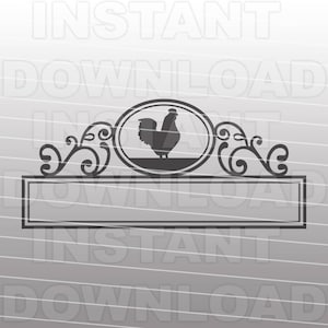 Arquivo SVG de moldura de monograma de frango ornamentado extravagante - cricut svg, silhueta svg, cortes svg, svg cortável, arquivo de corte svg, vetor svg, arquivo de vinil