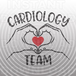 Kardiologie Team mit Herz Hand Zeichen SVG-Datei, Cardiac Nurse svg-Commerzial & persönlichen Gebrauch- Cricut,Silhouette,Cameo,vinyl svg,vinyl decal
