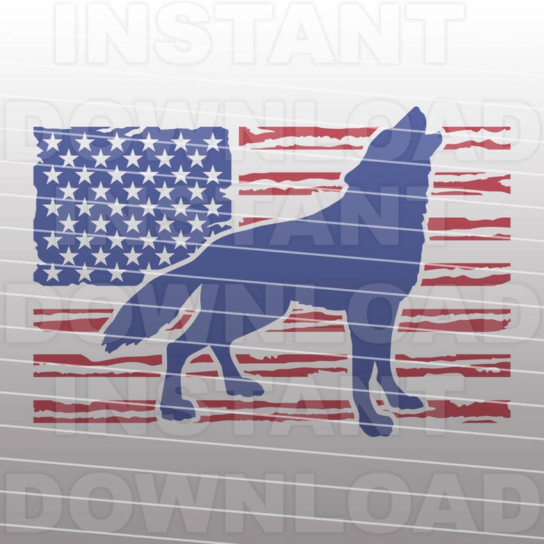 Patriotic Wolf on Distressed USA Flag SVG File Personal & Etsy