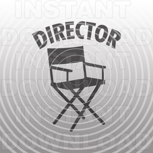 May include: Black and white silhouette of a director's chair with the word "DIRECTOR" in a large font above it.