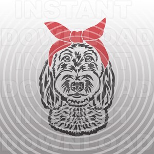 Goldendoodle mit Bandana SVG-Datei, Labradoodle mit Bandana SVG - Vektorkunst kommerzielle/persönliche Nutzung- für Cricut,Silhouette,Cameo,Vinyl Aufkleber