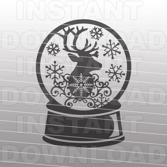 Christmas Reindeer Snowglobe Svg Filewinter Svgsnow Globe Etsy