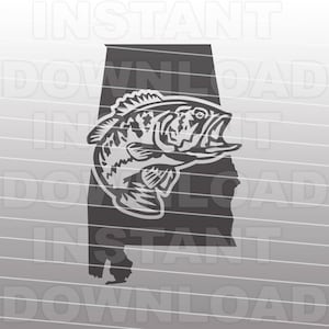 Bass Fishing SVG, Alabama Bass SVG, Fichier SVG Achigan à grande bouche, Cuttable Vector Clip Art pour Commercial & Personal Use-Cricut, Cameo, Silhouette