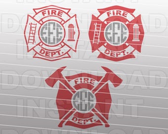 Firefighter SVG File - Fireman Emblem SVG File - Commercial & Personal Use- vector svg file for Cricut,SVG File for Silhouette,vinyl cutting