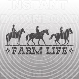 Ferme vie cheval équitation famille avec fille fichier SVG-Vector Clipart Commercial & Personal Use-Cricut, Silhouette Cameo, Vinyl svg