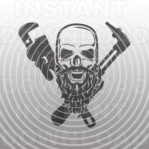 Caveira de soldador com arquivo SVG de barba, caveira de pipefitter com barba SVG, Union SVG - arte vetorial comercial e uso pessoal - Cricut, Cameo, Silhouette