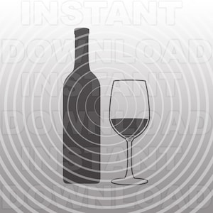 Wine SVG File,Wine Bottle SVG,Wine Glass SVG-Cutting Template-Vector Clip Art for Commercial & Personal Use Cricut,Cameo,Silhouette,Vinyl