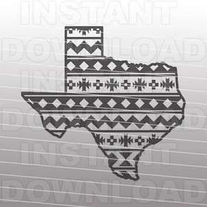 May include: Black and white geometric pattern design of the state of Texas. The pattern includes chevron, diamond, and square shapes.