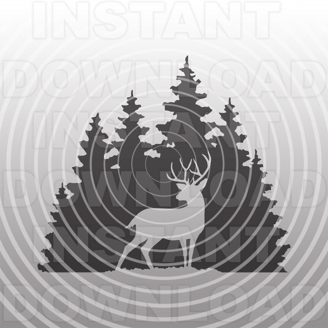 Deer Buck in the Forest SVG File,deer Hunting Lodge Svg,log Cabin Svg ...