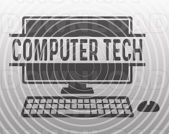 Computer Tech with Computer and Mouse SVG File,Computer Repair SVG -Vector Format Commercial/Personal Use- Cricut,Silhouette Cameo,vinyl svg